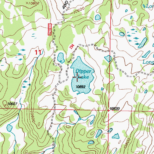 Topographic Map of Dipper Lake, WY