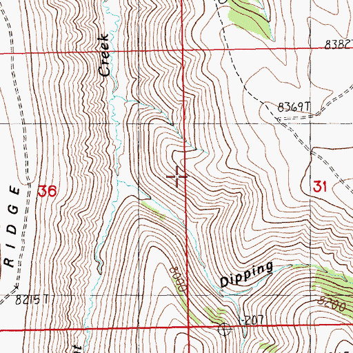 Topographic Map of Dipping Spring Canyon, WY