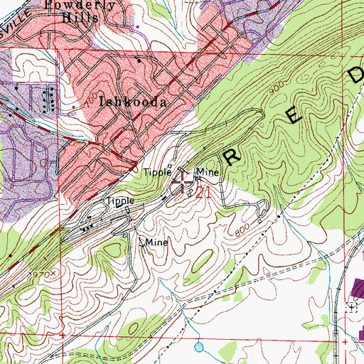 Topographic Map of Eureka Mines, AL