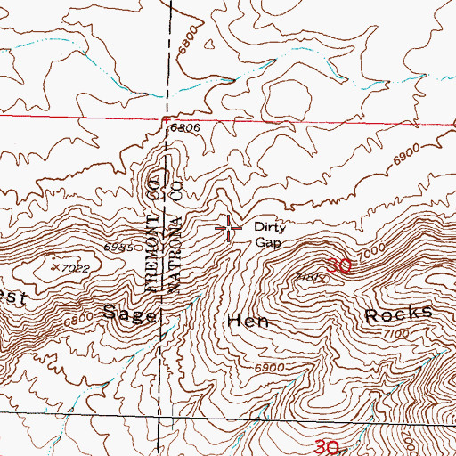 Topographic Map of Dirty Gap, WY