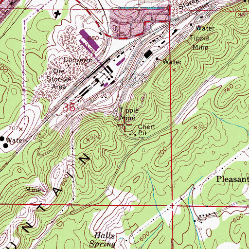 Topographic Map of Hillman Mine, AL