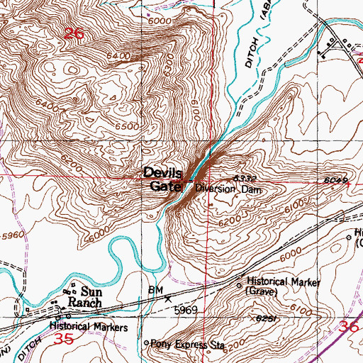 Topographic Map of Diversion Dam, WY