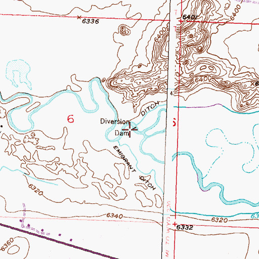 Topographic Map of Diversion Dam, WY