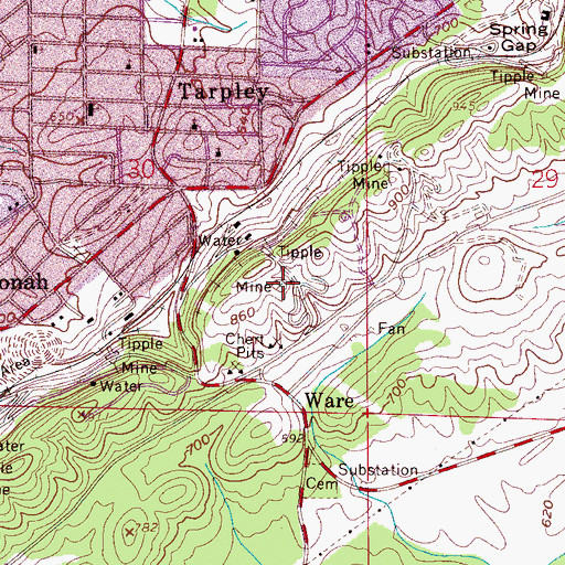 Topographic Map of Morris Mines, AL