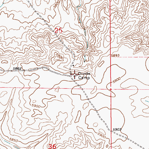 Topographic Map of Divide Camp, WY