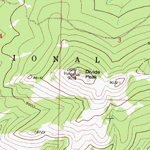 Topographic Map of Divide Peak, WY