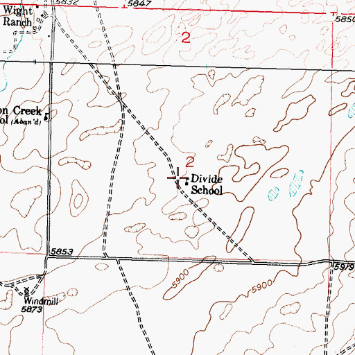 Topographic Map of Divide School, WY