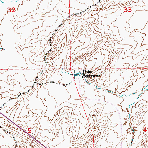 Topographic Map of Dobe Reservoir, WY