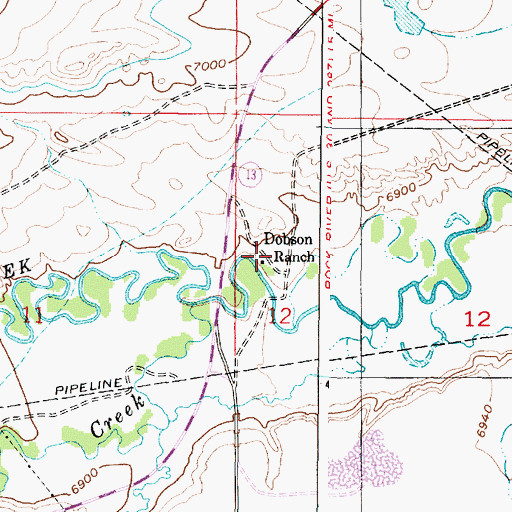 Topographic Map of Dobson Ranch, WY