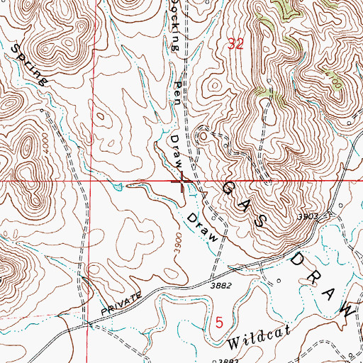 Topographic Map of Docking Pen Draw, WY