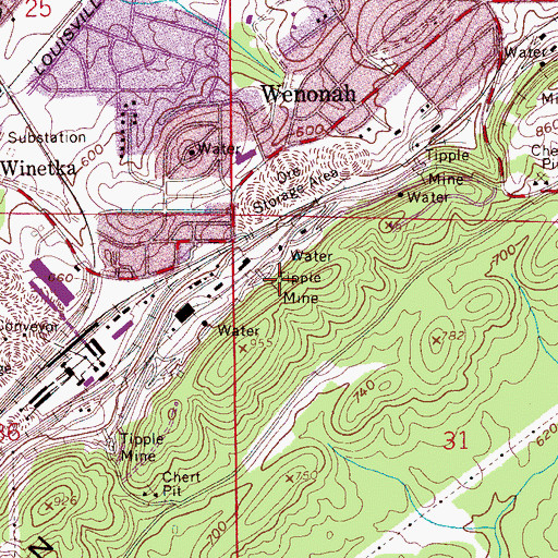 Topographic Map of Smith Mines, AL