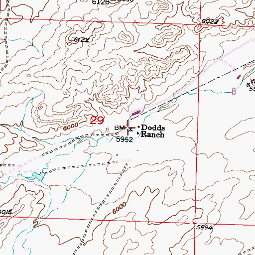 Topographic Map of Dodds Ranch, WY
