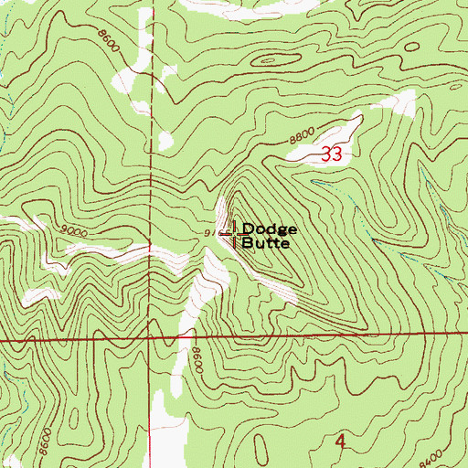 Topographic Map of Dodge Butte, WY