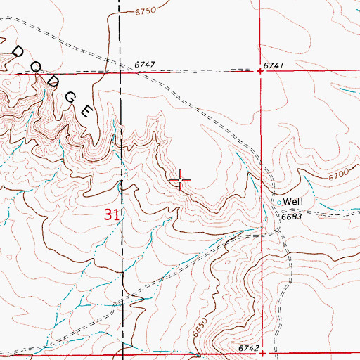 Topographic Map of Dodge Rim, WY