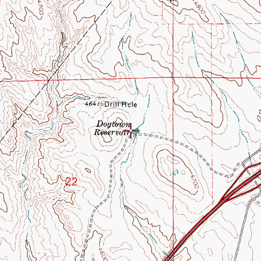 Topographic Map of Dogtown Reservoir, WY