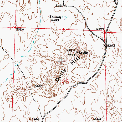Topographic Map of Dolis Hill, WY
