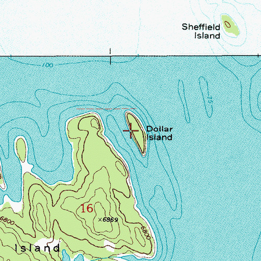 Topographic Map of Dollar Island, WY