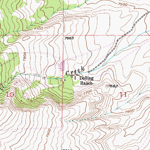 Topographic Map of Dolling Ranch, WY