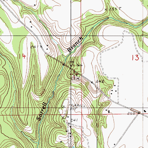 Topographic Map of Adams Grove Presbyterian Church, AL