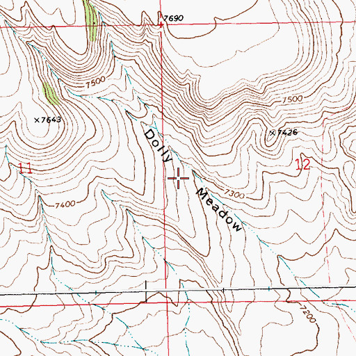 Topographic Map of Dolly Meadow, WY