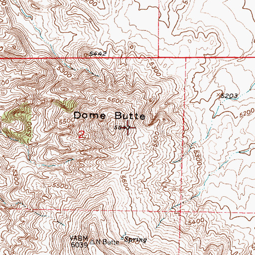 Topographic Map of Dome Butte, WY