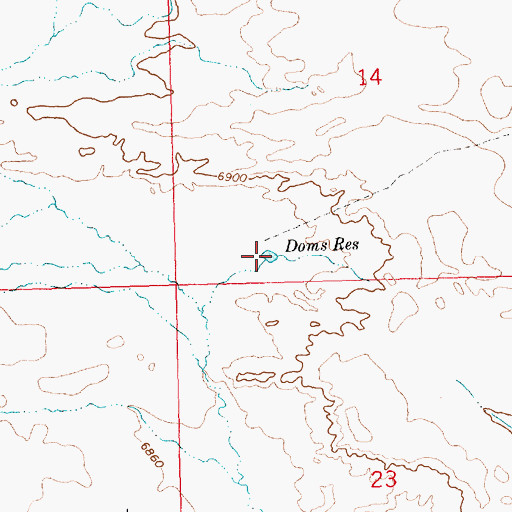 Topographic Map of Doms Reservoir, WY
