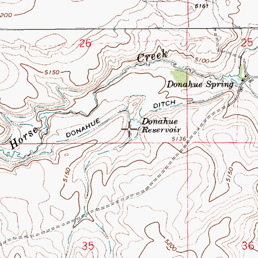 Topographic Map of Donahue Reservoir, WY