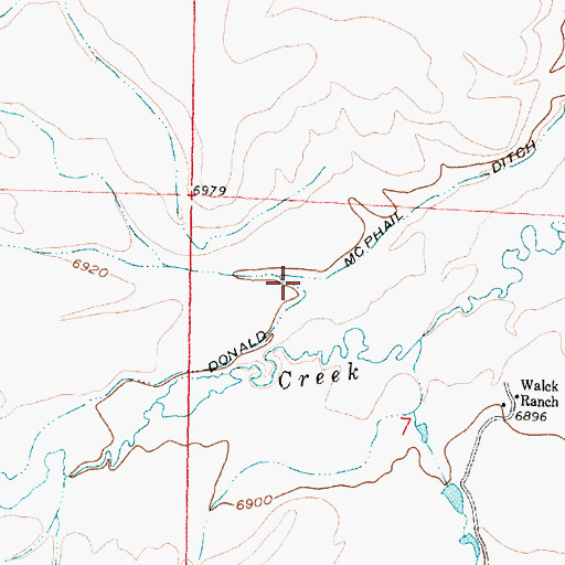Topographic Map of Donald Mcphail Ditch, WY
