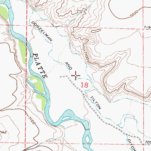 Topographic Map of Donzelman and Tilton Ditch, WY
