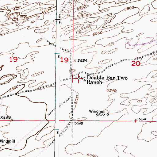 Topographic Map of Double Bar Two Ranch, WY