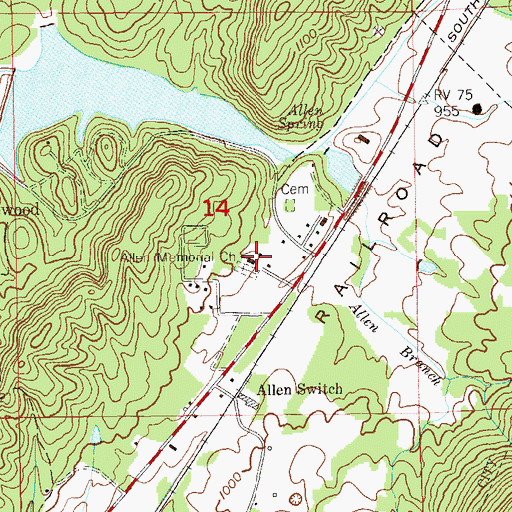 Topographic Map of Allen Memorial Baptist Church, AL