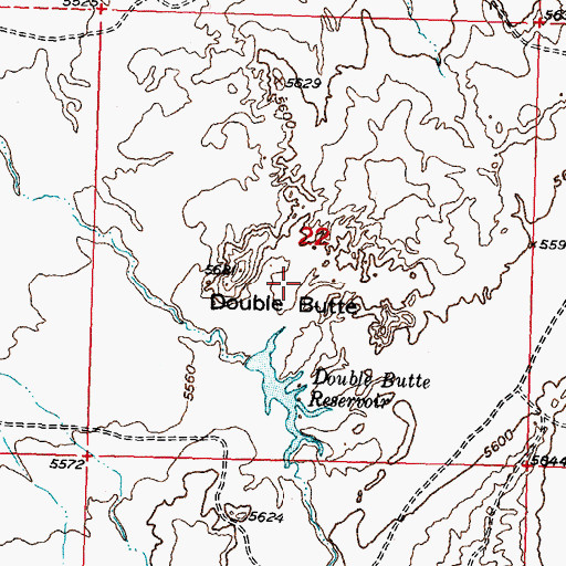Topographic Map of Double Butte, WY