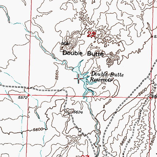 Topographic Map of Double Butte Reservoir, WY