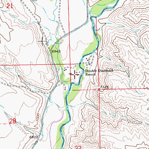 Topographic Map of Double Diamond Ranch, WY