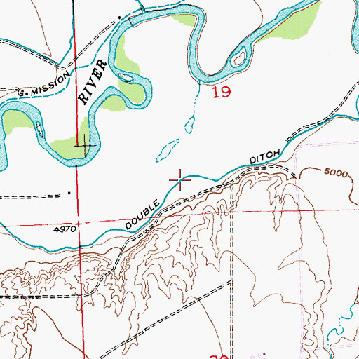Topographic Map of Double Ditch, WY