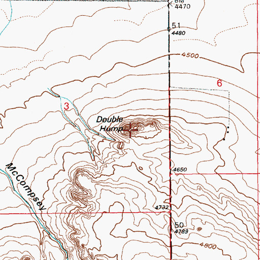 Topographic Map of Double Hump, WY