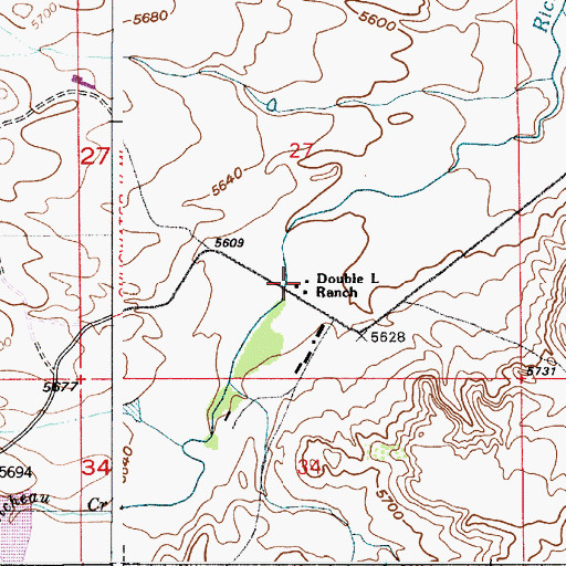 Topographic Map of Double L Ranch, WY