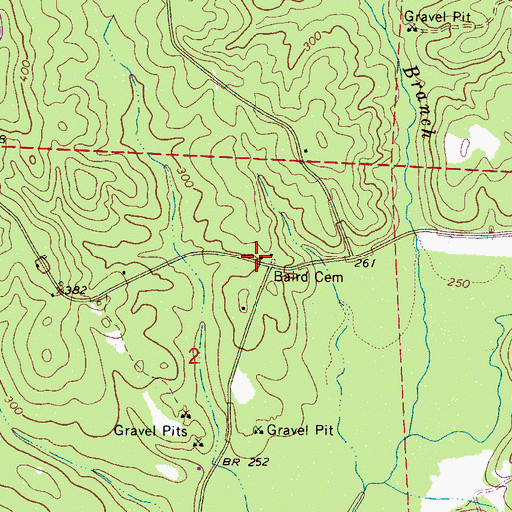 Topographic Map of Baird Cemetery, AL