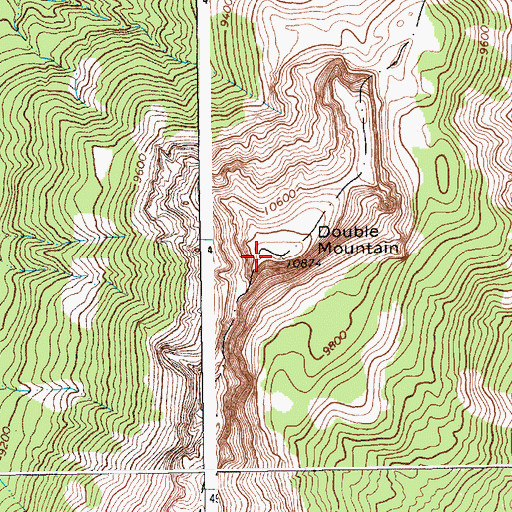 Topographic Map of Double Mountain, WY