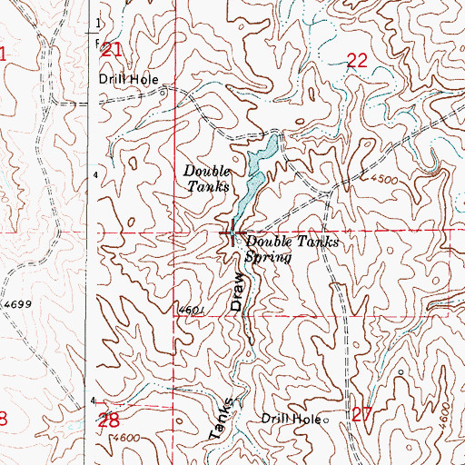 Topographic Map of Double Tanks Spring, WY