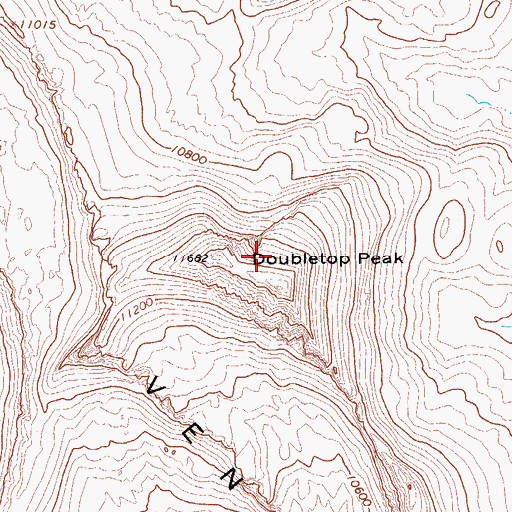 Topographic Map of Doubletop Peak, WY