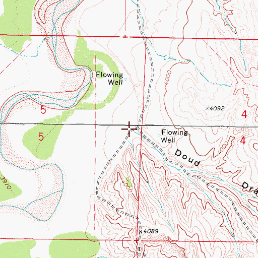 Topographic Map of Doud Draw, WY