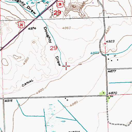 Topographic Map of Doughty Draw, WY