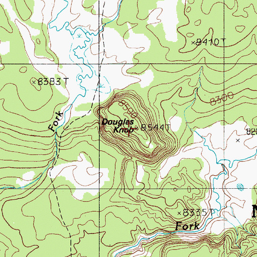 Topographic Map of Douglas Knob, WY