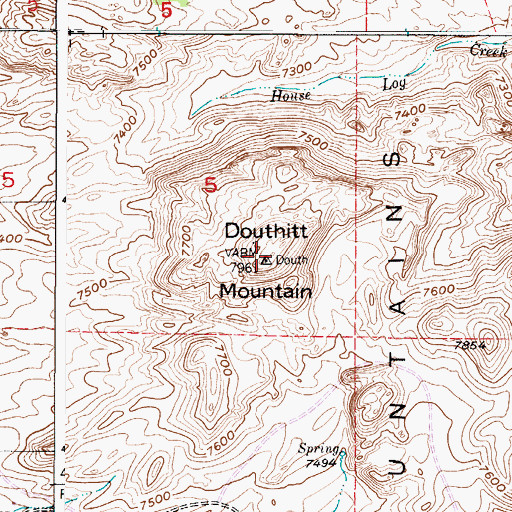 Topographic Map of Douthitt Mountain, WY