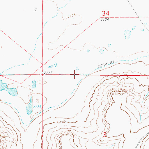 Topographic Map of Dowlin Ditch, WY