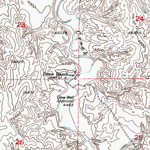 Topographic Map of Drew Ranch, WY