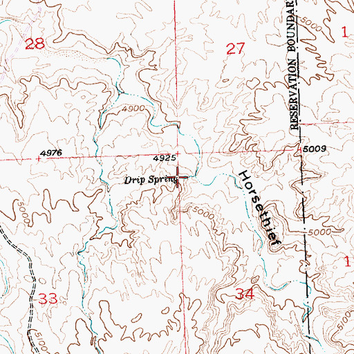 Topographic Map of Drip Spring, WY