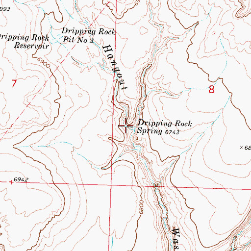 Topographic Map of Dripping Rock Spring, WY