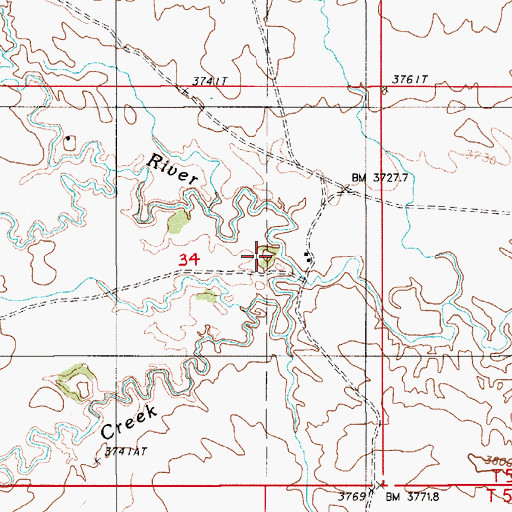 Topographic Map of Driscoll Creek, WY